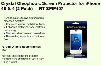 Green Onions Supply pellicola Oleophobic per iPhone 4S
